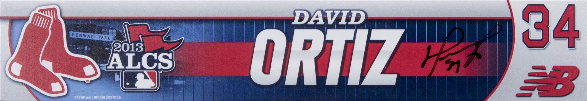 2013 David Ortiz Game Used & Signed Boston Red Sox ALCS Locker Room Tag (Ortiz LOA)